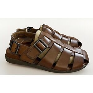 Vionic Brown Leather Fisherman Sandals NWT Women's Size 7 Adjustable Ankle Strap